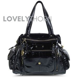 HAYDEN HARNETT // ltd ed black patent leather multi-compartment corcovado bag